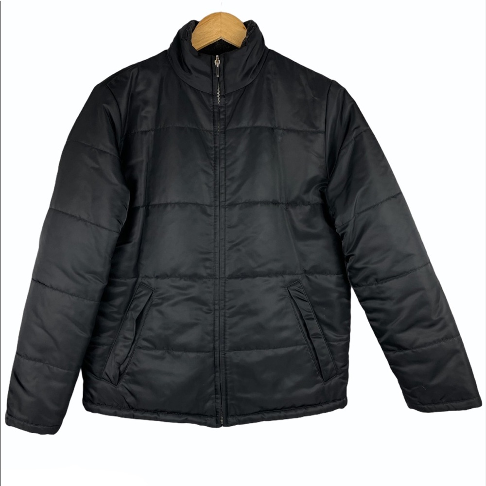 J.Crew Black Puffer Wool Lined Winter Coat